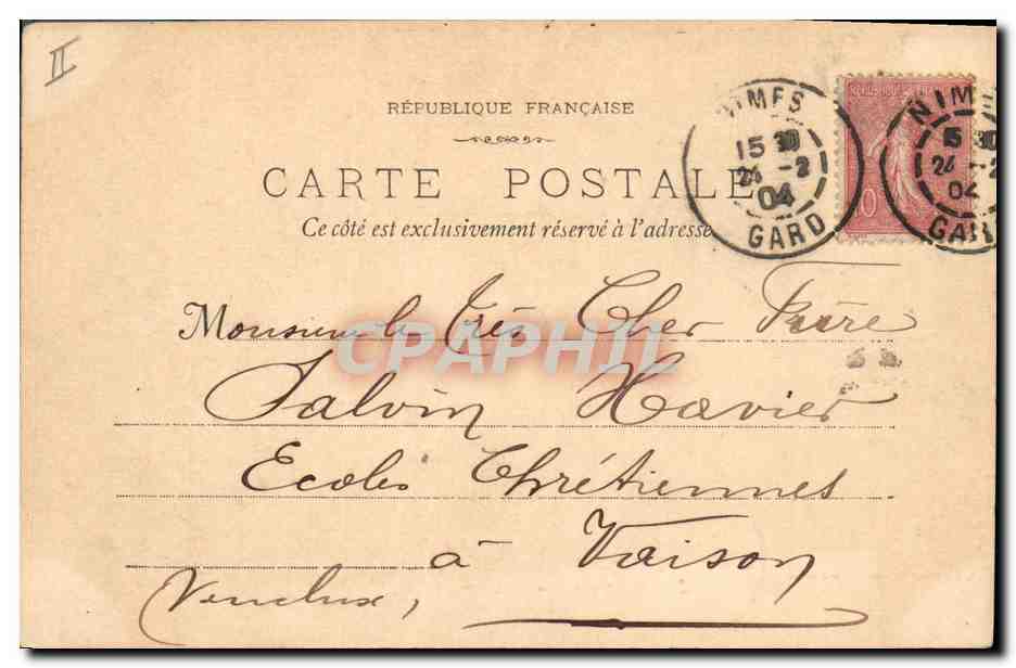 CPA Prefecture Nimes — Verso