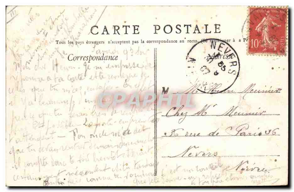 CPA Prefecture Nevers — Verso