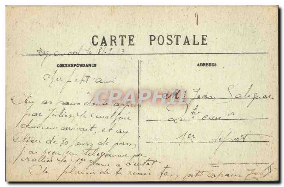 CPA Prefecture et la Rue Sainte Catherine Quimper — Rückseite