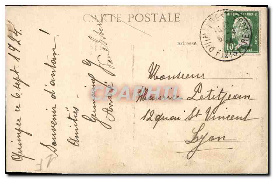 CPA Prefecture Partie Ancienne Quimper — Verso