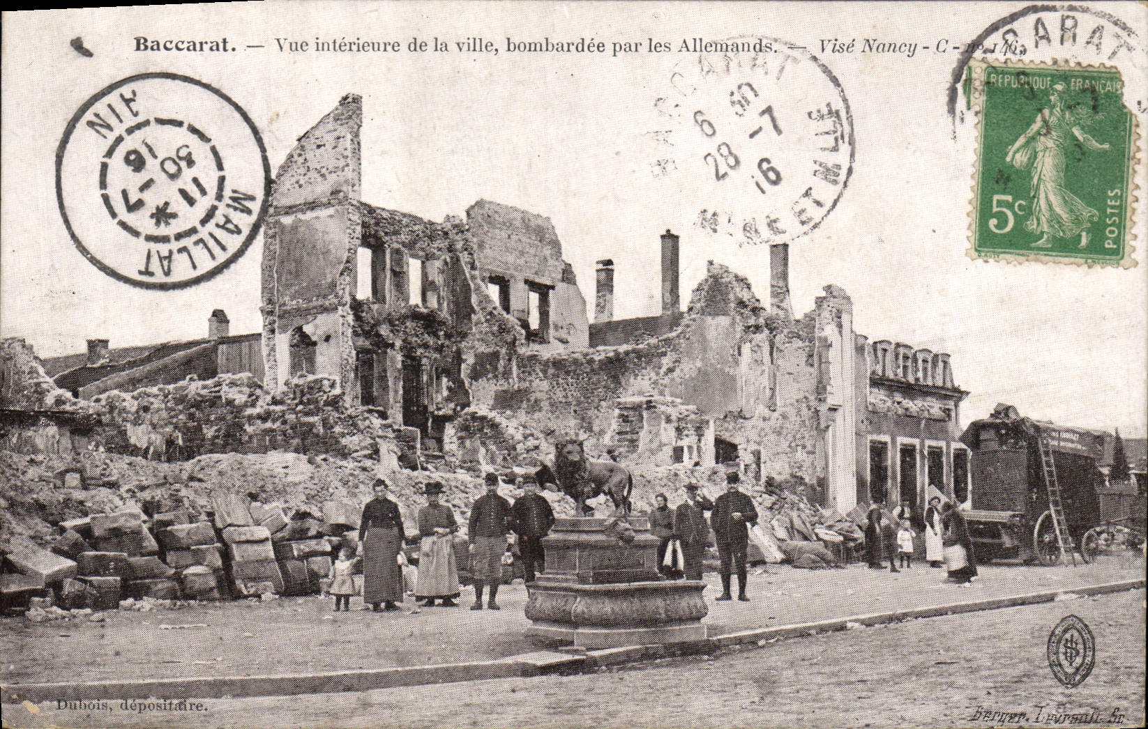 Baccarat — Vue intérieure de la ville, bombardée par les Allemands — Dubois, dépositaire
