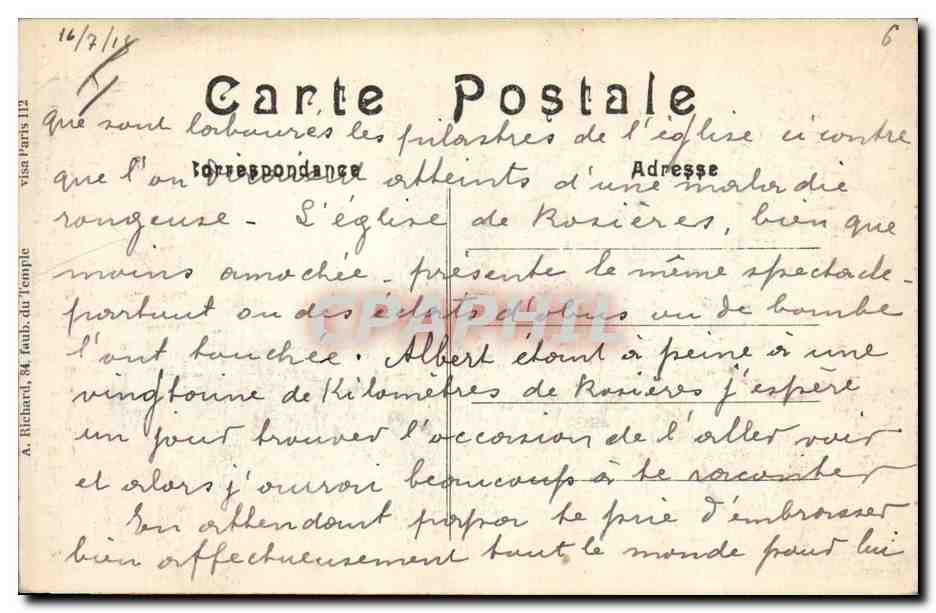 Albert (Somme) — Vue intérieure de la Basilique bombée et incendiée par les Allemands — A. R. — Achterkant