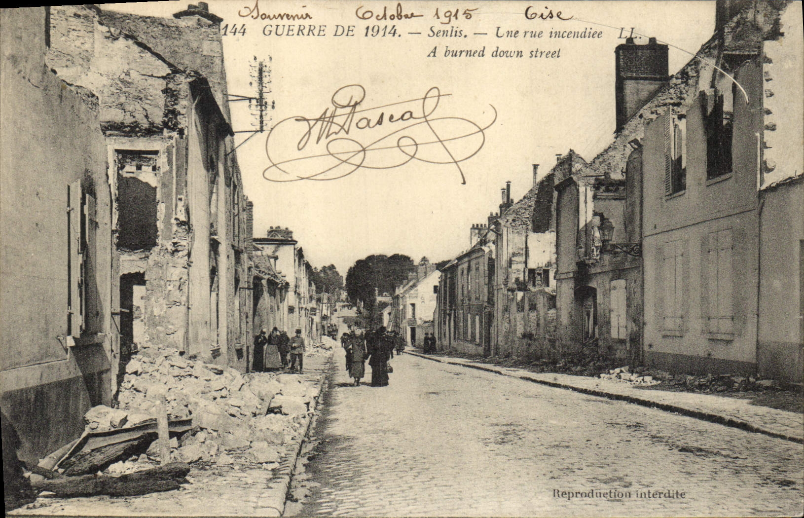 Senlis — Rue incendiée — Gise, LL, n°144