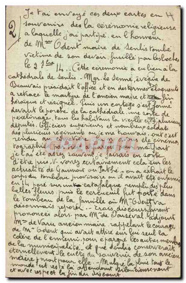 M. Odent, maire de Senlis — mort en guerre en septembre 1914 — éditeur Bouillon, n° 49 — Reverso