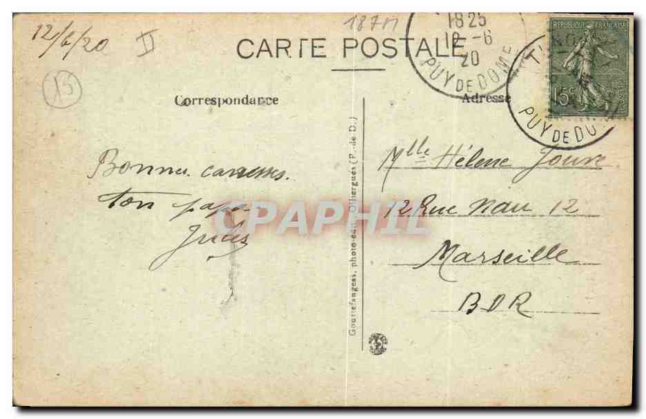CPA Folklore Auvergne La Bourree — Verso