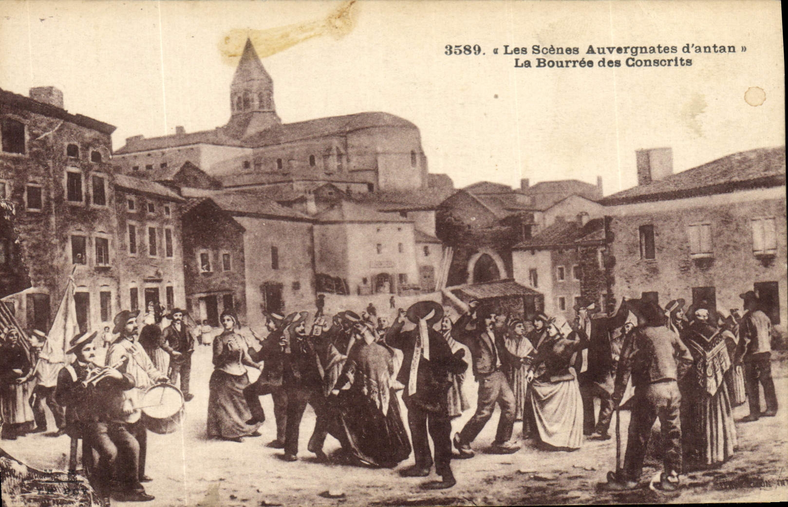 CPA Folklore La bourree des conscrits
