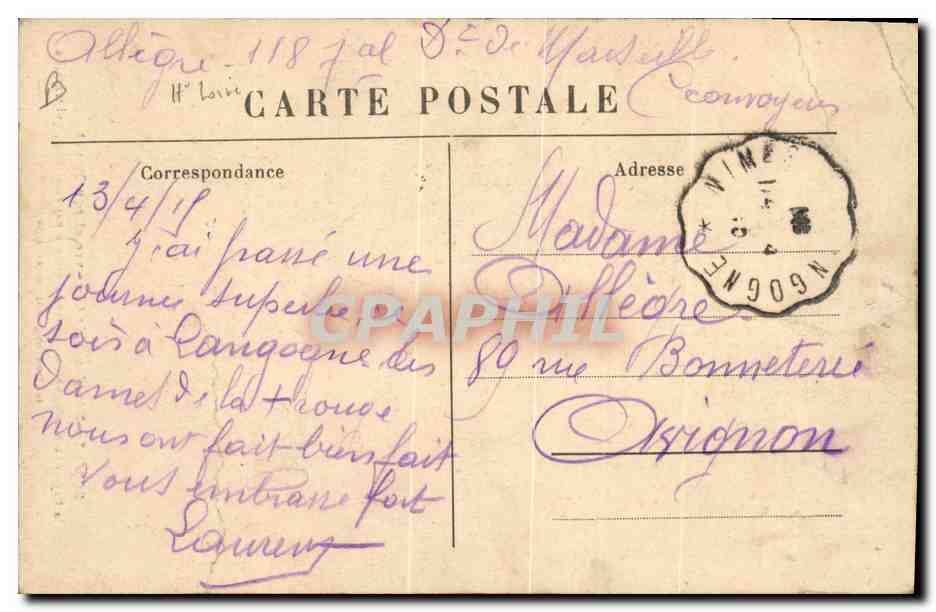 CPA Folklore La devideuse de Chanvre et son rouet Type de paysanne montagnarde — Verso