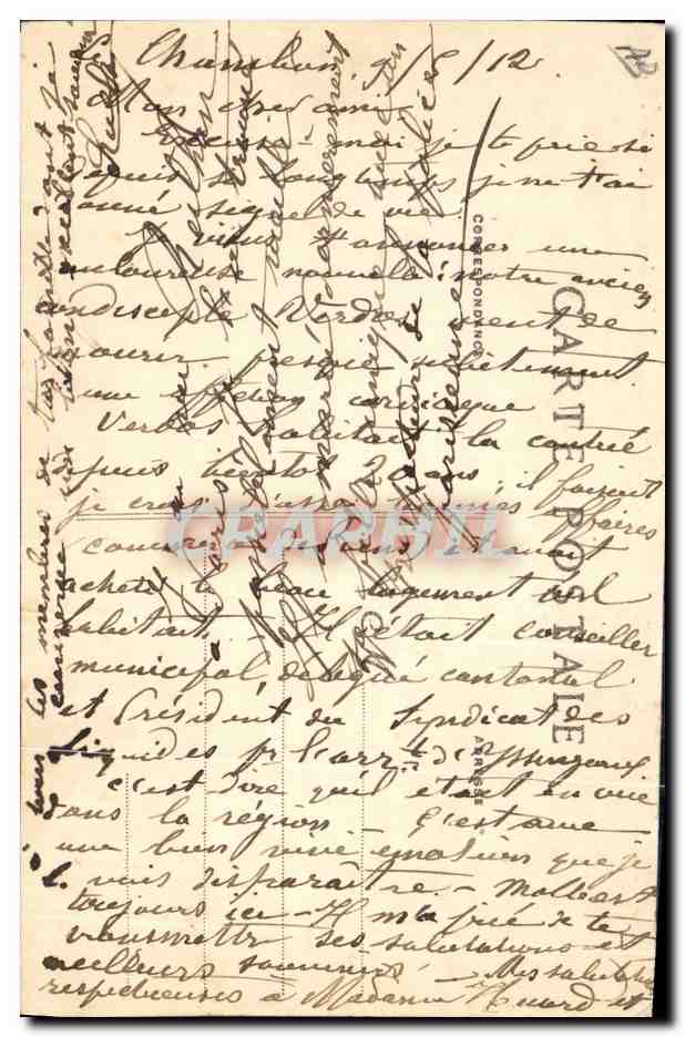 CPA Folklore Ancienne coiffure du Velay — Verso