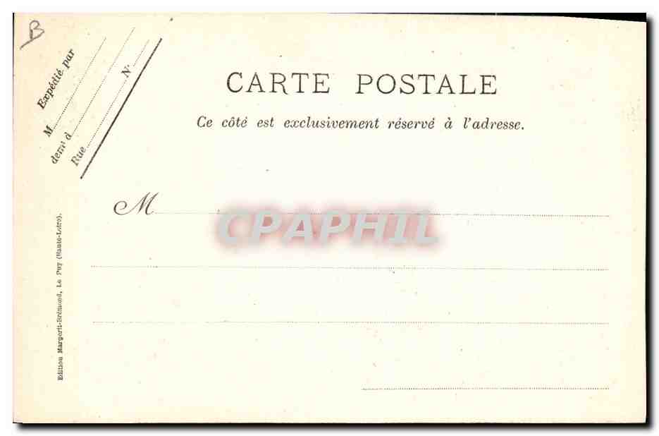 CPA Folklore Environs du Puy Type du vieux paysan de la Haute Loire — Verso