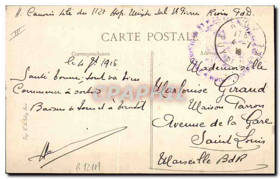 CPA Folklore Auvergne Joueur de Vielle et jeune paysanne — Verso