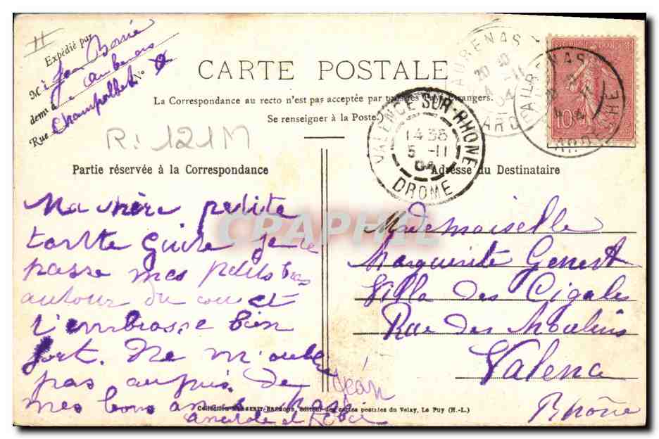 CPA Folklore Le Velay La bourree — Verso