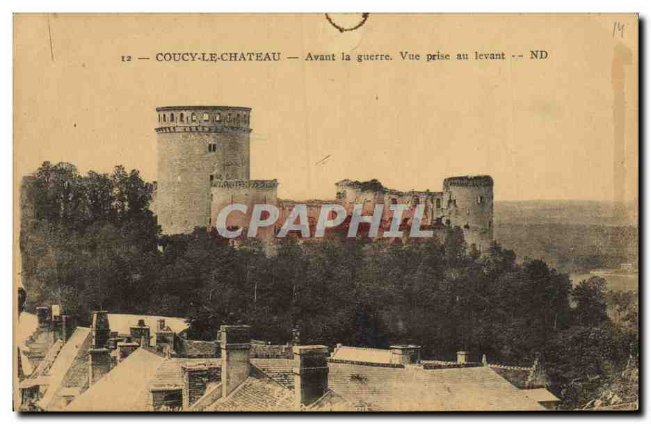CPA Coucy le Chateau Avant la guerre Vue prise au levant