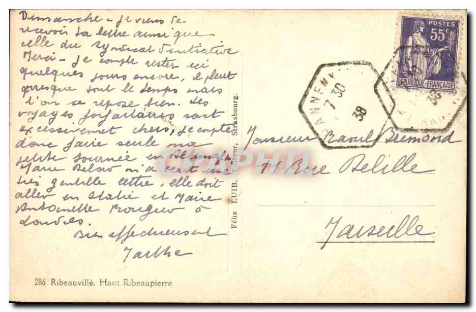 CPA Chateau Ribeauville Haut Ribeaupierre — Rückseite