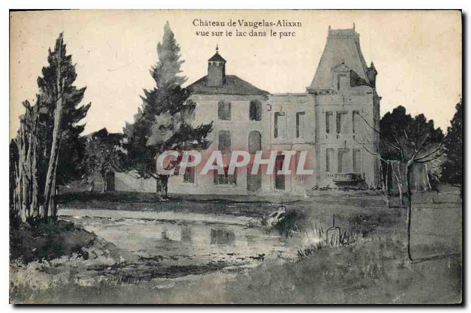 CPA Chateau de Vaugelas Alixan vue sur le lac dans le parc