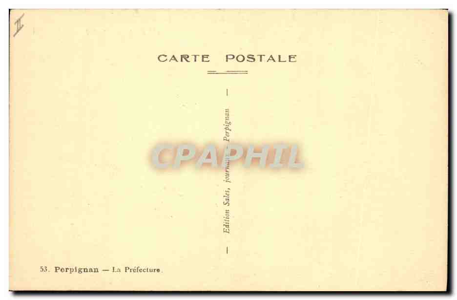 CPA Prefecture Perpignan — Verso
