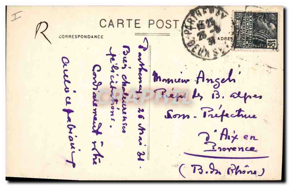 CPA Parthenay La Sous Prefecture  — Verso