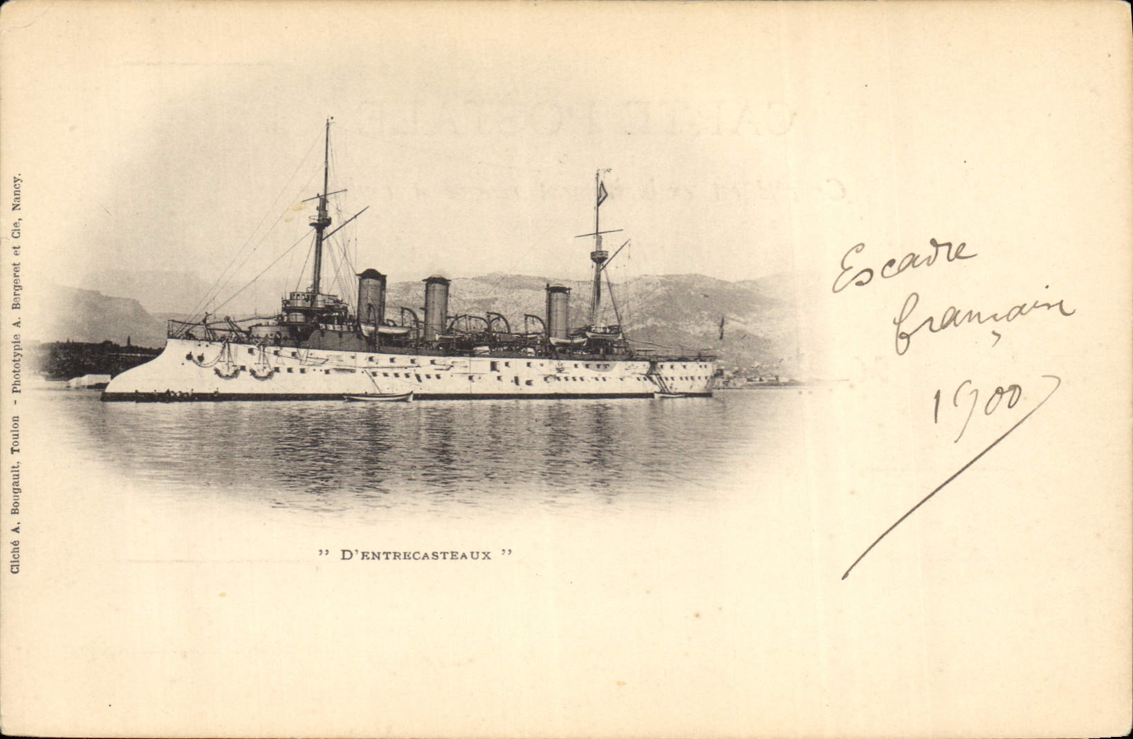 D'Entrecasteaux — Croiseur de la Marine française — Phototypie A. Bourgault, Nancy