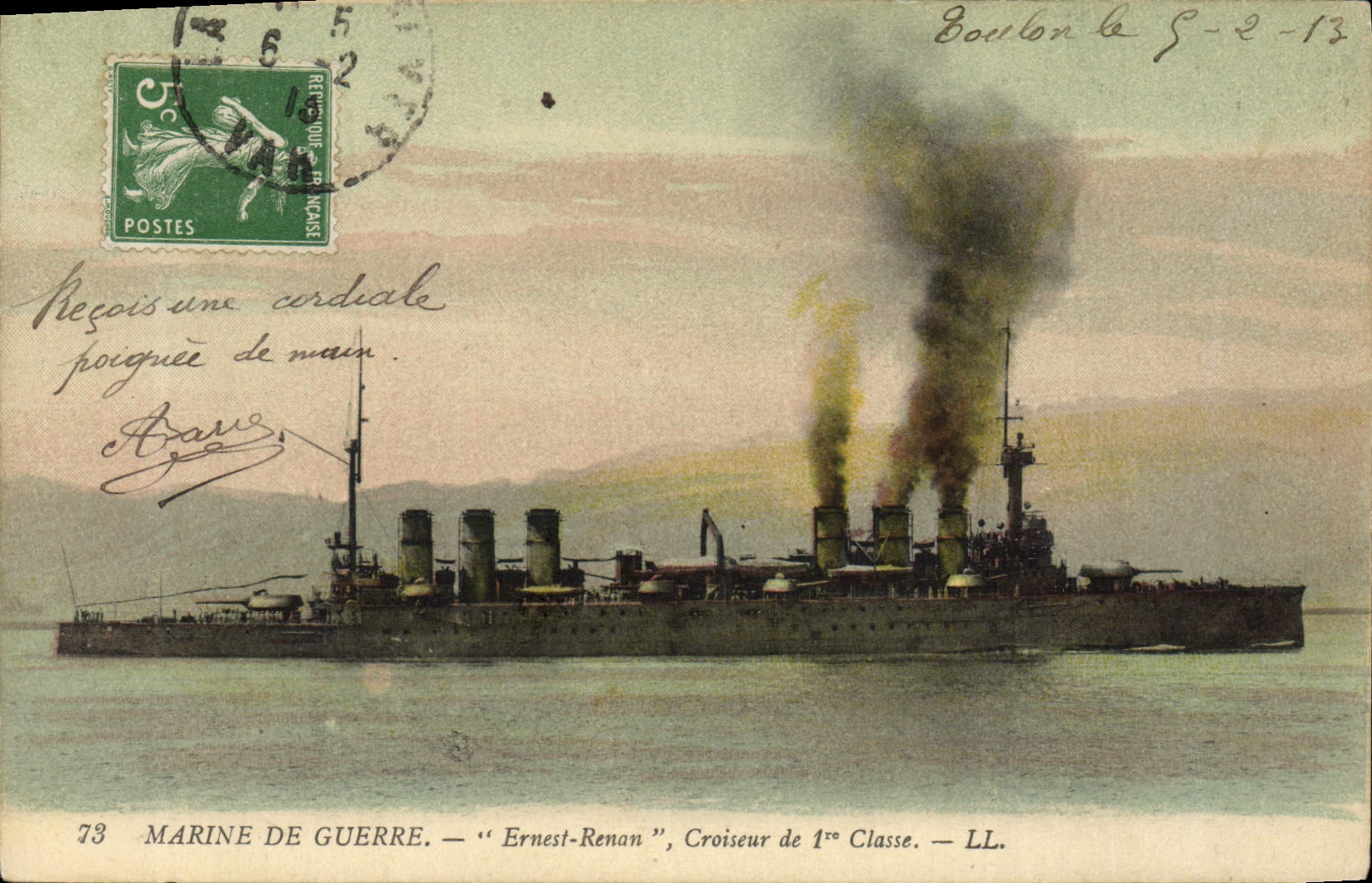 Croiseur "Ernest-Renan" — 1ère Classe — Marine de Guerre — LL. 73