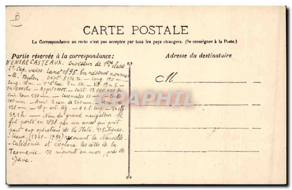 Le D'Entrecasteaux — Croiseur de Première Classe — Guende phot. Marseille — Achterkant