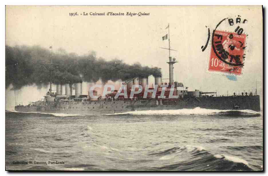 Le Cuirassé d'Escadre Edgar-Quinet — 1956 — Collection H. Laurent, Port-Louis
