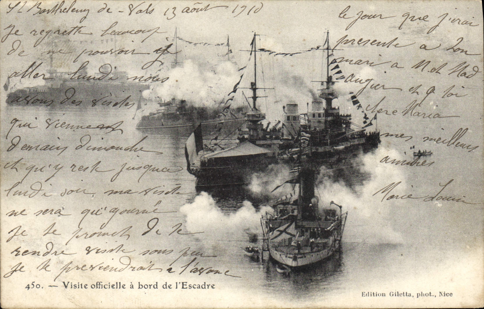 Visite officielle à bord de l'Escadre — Édition Giletta, phot. Nice, n°450