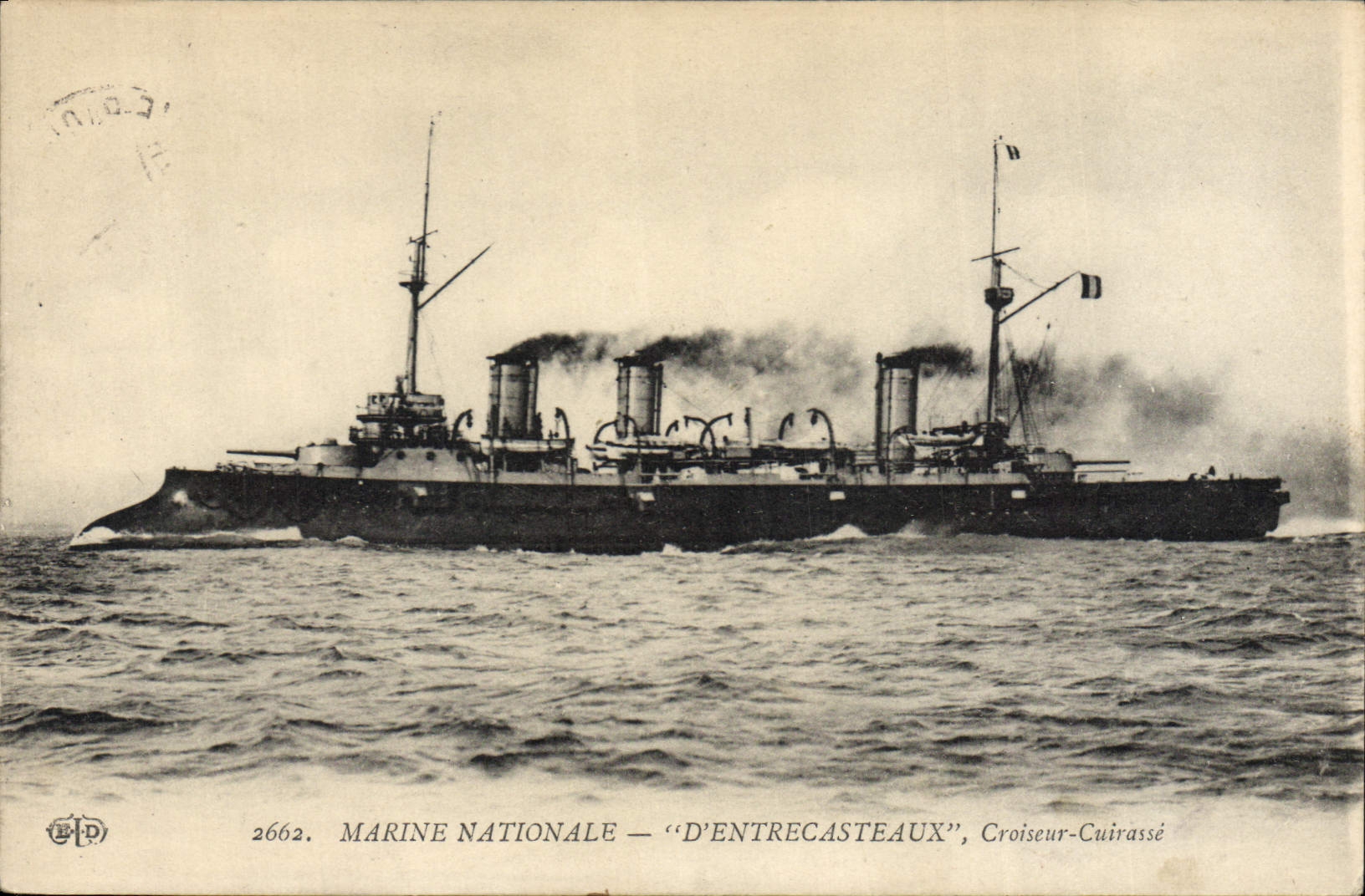Marine Nationale — 'D'Entrecasteaux', Croiseur-Cuirassé — Éditeur E.P.D. n°2662