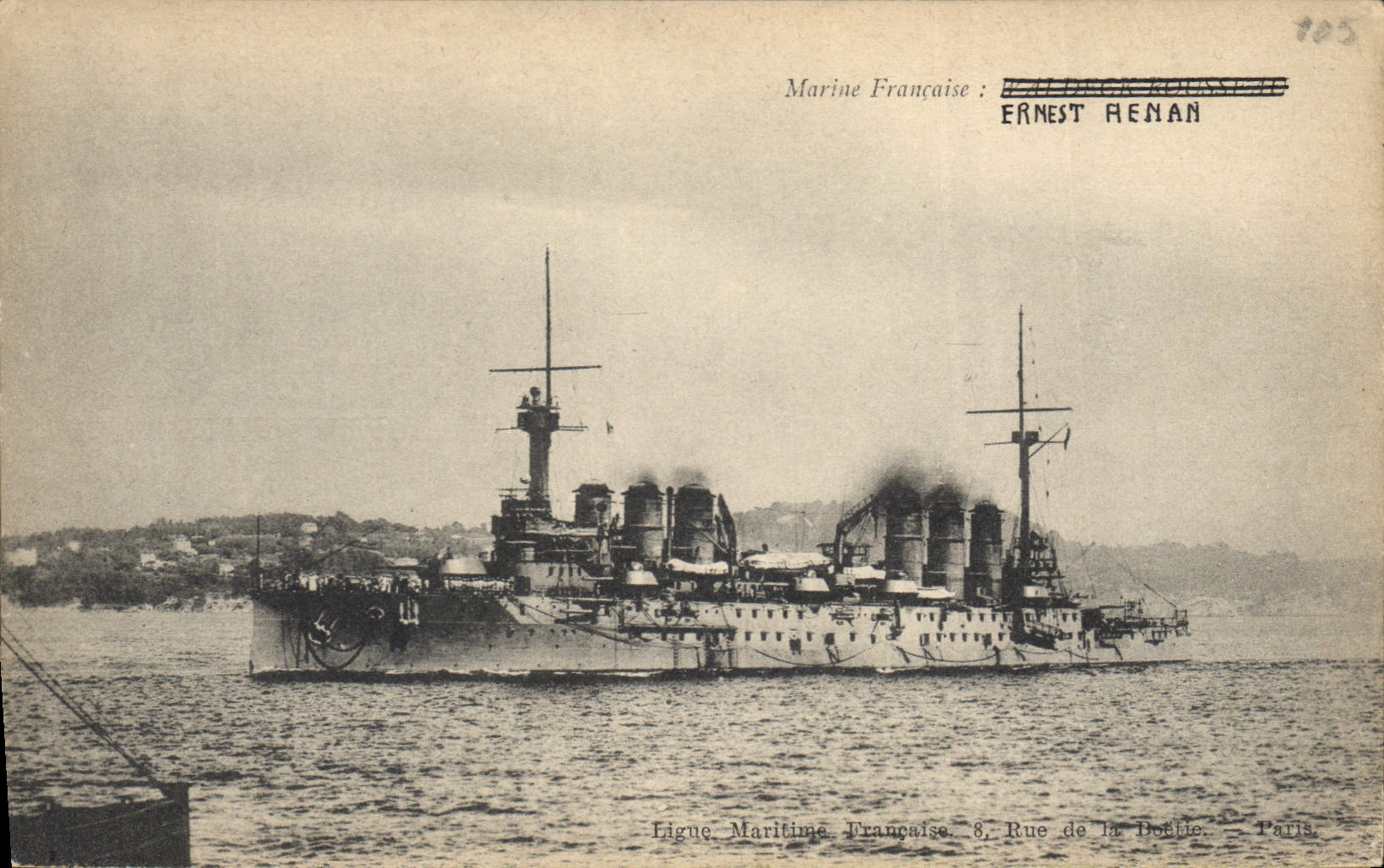 Bateau de guerre français — Ernest Renan — Édition L.F.F. Toulon - Recto