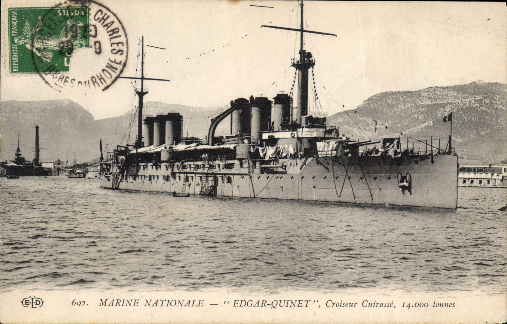 Marine Nationale — "Edgar-Quinet", Croiseur Cuirassé, 14.000 tonnes — Éditeur E.D. n°692