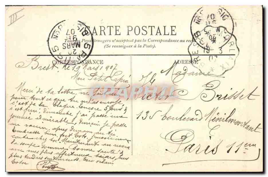 BREST — Le Pont National ouvert — Sortie du Croiseur "d'Estrées" — LL. — Reverso