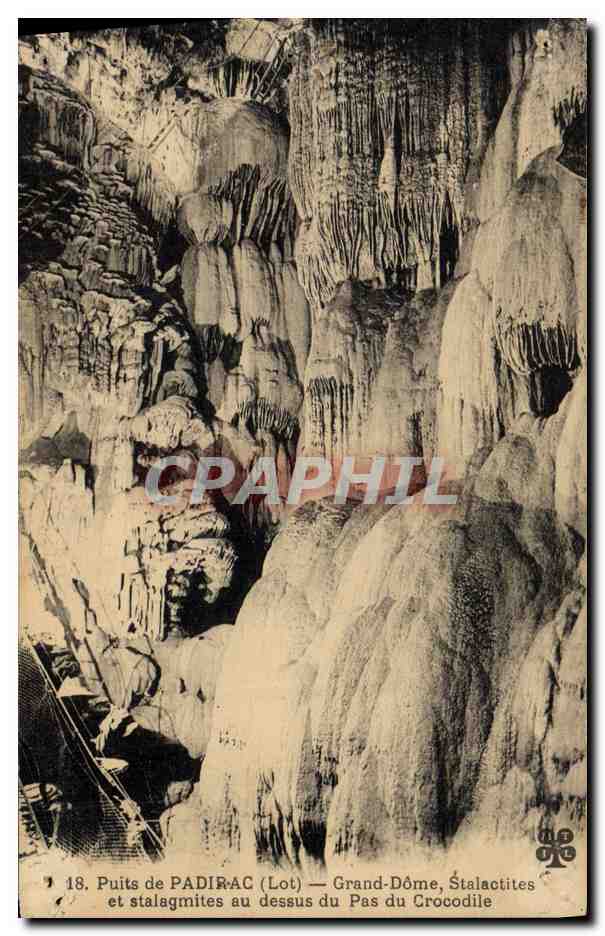 CPA Grotte Grottes Puits de Padirac Grand Dome Stalactites et stalagmites au dessus du Pas du Crocod