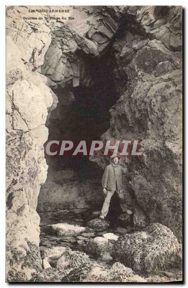 CPA Grotte Grottes de la Plage du Ris Douarnenez 