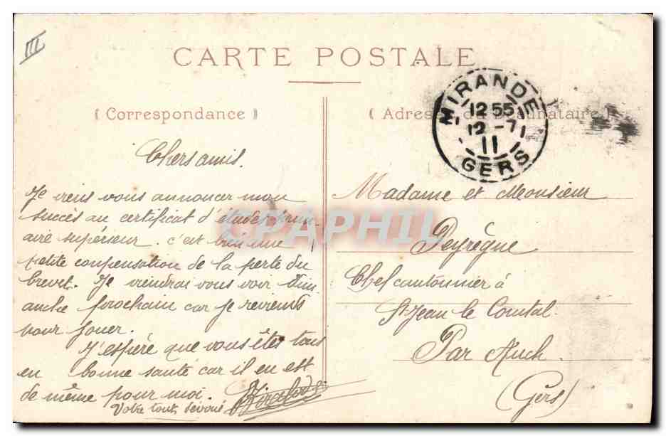 CPA Palais de justice Mirande  — Verso