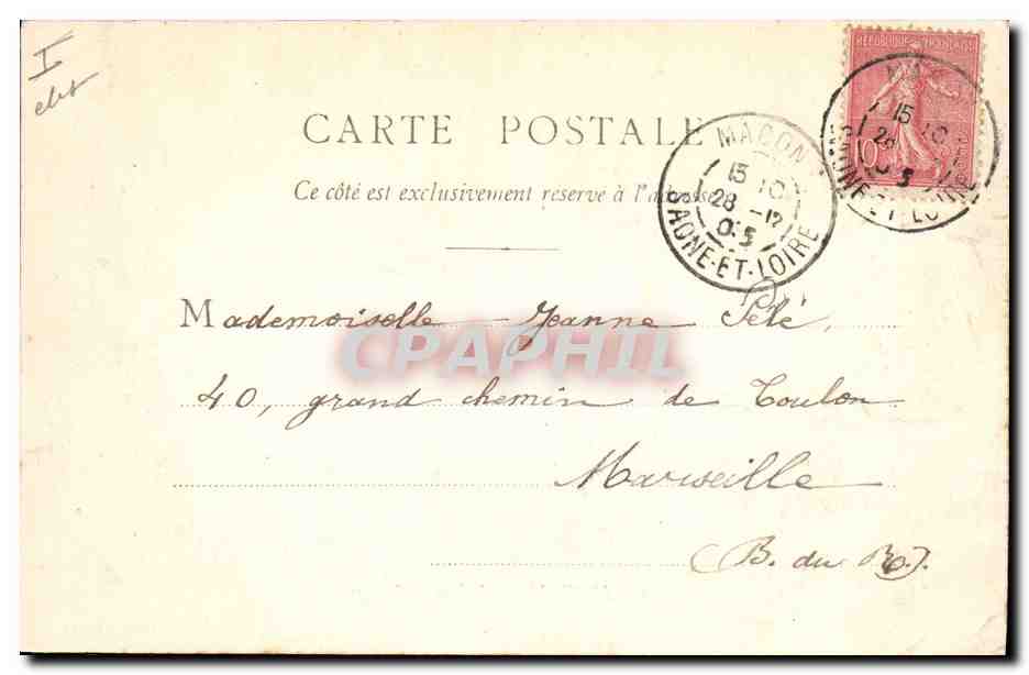 CPA Palais de justice Macon — Verso
