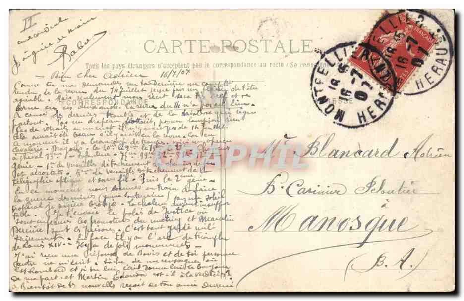 CPA Palais de justice Montpellier  — Verso