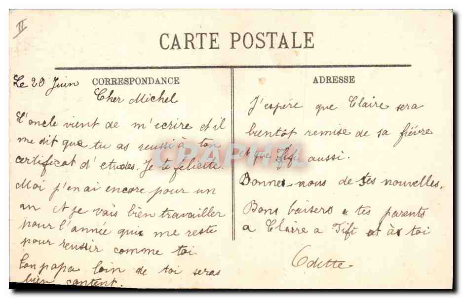 CPA Palais de justice Montpellier — Verso