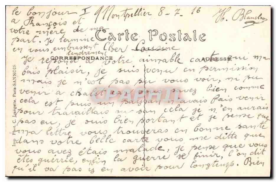 CPA Montpellier Arc de Triomphe et Palais de justice  — Verso