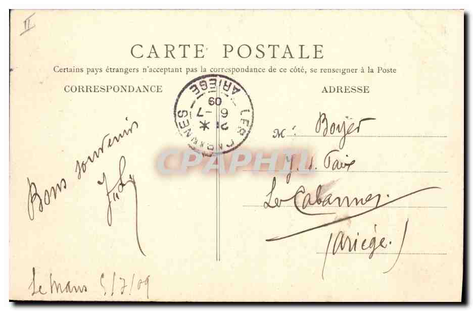 CPA Palais de justice Le Mans  — Verso