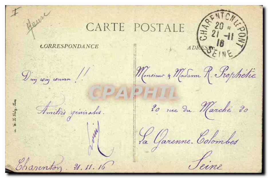 Verdun — Rue des Capucines bombardée — Vind, Paris No 1434 — Verso