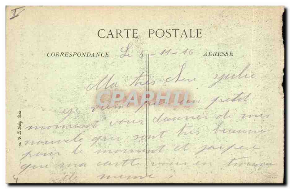 Verdun bombardé — Rue du Piny — Viné, Paris N° 1627 — Verso