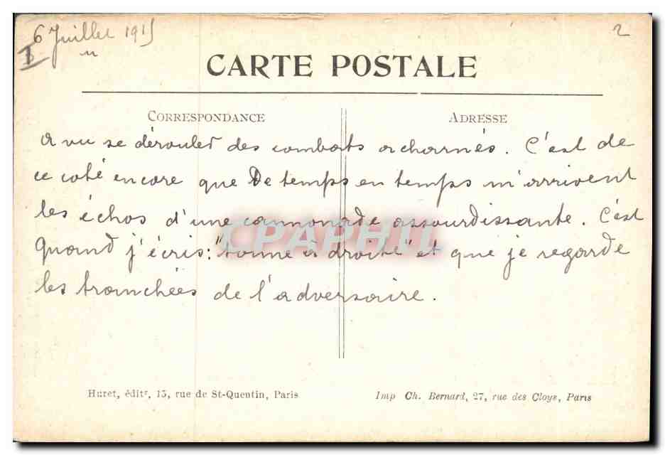 Ruines de l'Église et le Cimetière — LE QUESNOY (Somme) — Visé à Paris N° 203 — Verso