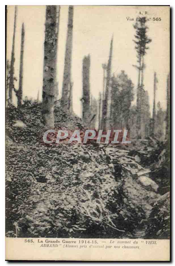 CPA Militaria Le sommet du Vieil Armand pris d'assaut par nos chasseurs