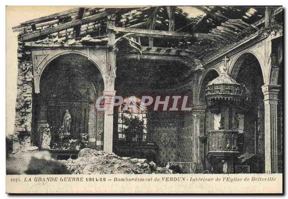 Intérieur de l'Église de Belleville — Bombardement de Verdun — La Grande Guerre 1914-16