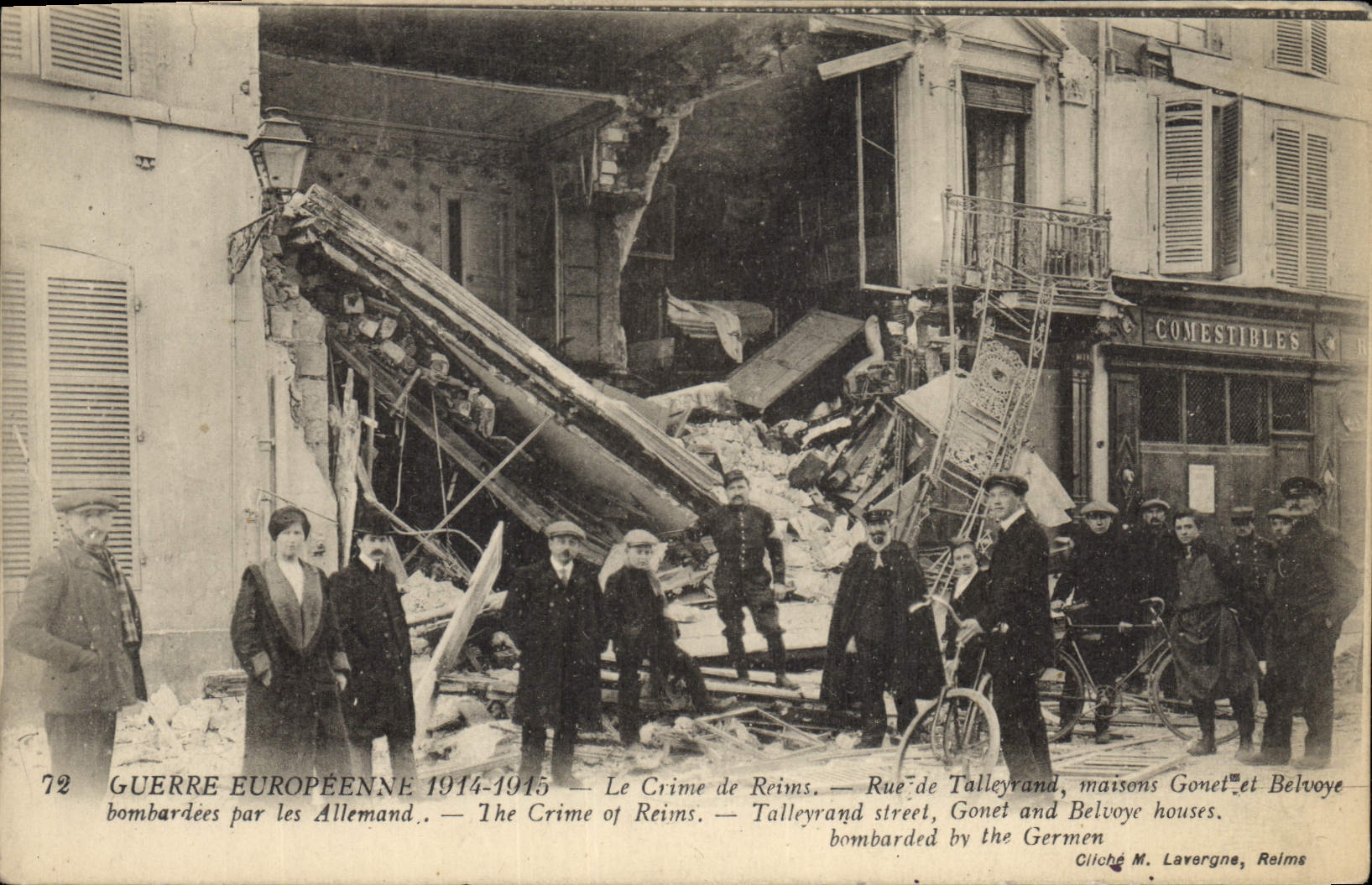 Reims — Dégâts causés par les bombardements allemands — Cliché M. Lavergne, Reims