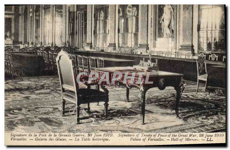CPA Militaria Signature de la Grande Guerre Versailles Galerie des Glaces La table historique