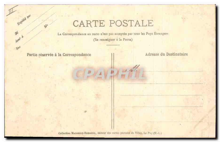 CPA Folklore Le Velay  — Verso