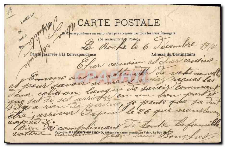 CPA Folklore Le Velay  — Verso