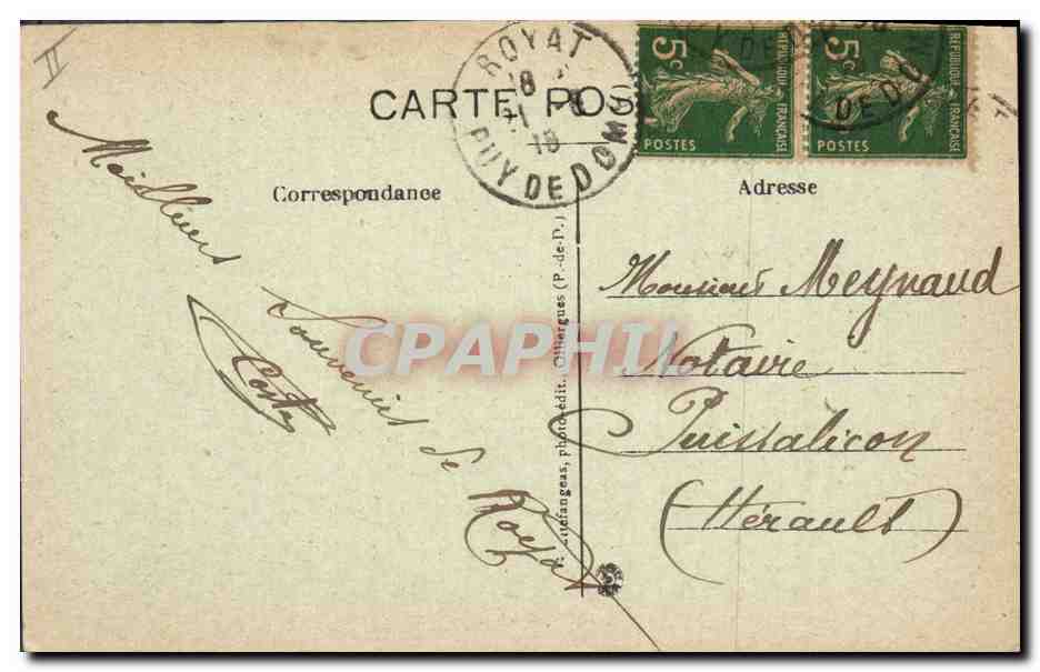 CPA Folklore Auvergne La bourree — Verso