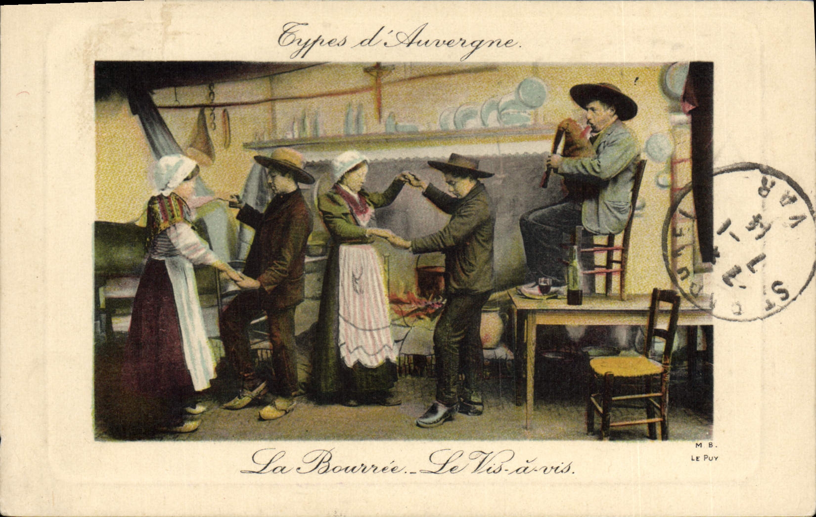 CPA Folklore Auvergne La bourree Le Vis a vis