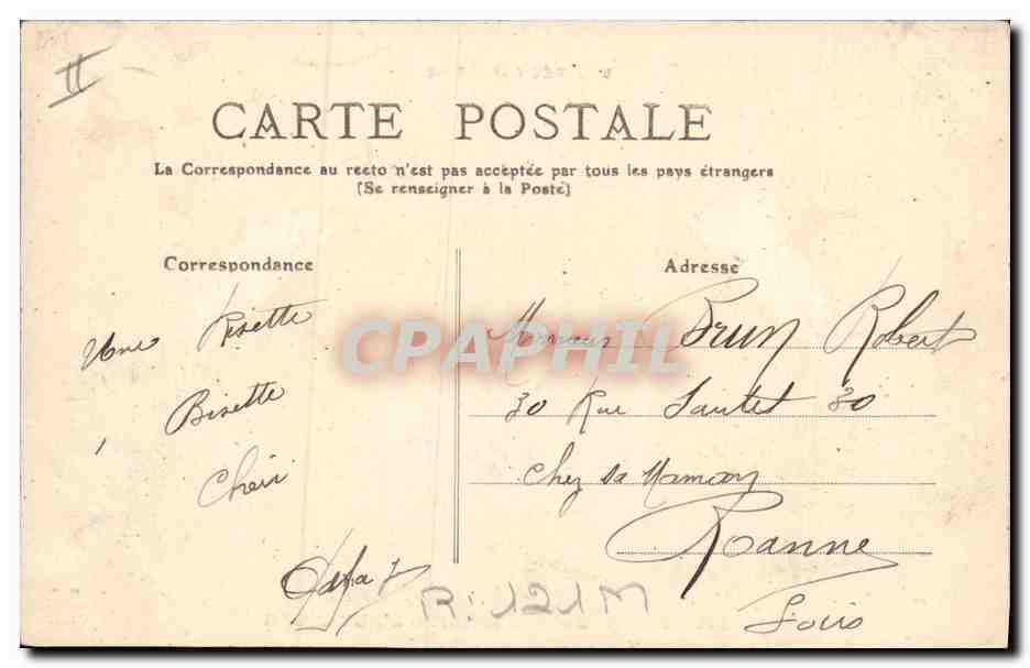 CPA Folklore Bourree Enfantine Auvergne Accordeon — Verso