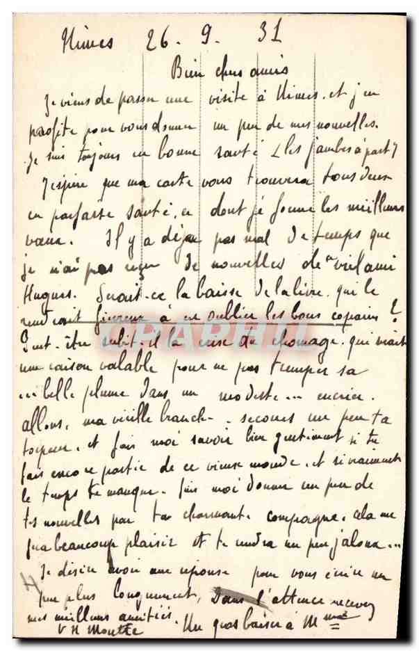 CPA Palais de justice Nimes — Verso